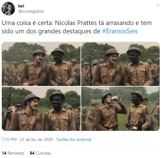 Comentários sobre a atuação de Nicolas nas redes sociais (Foto: reprodução/Twitter)