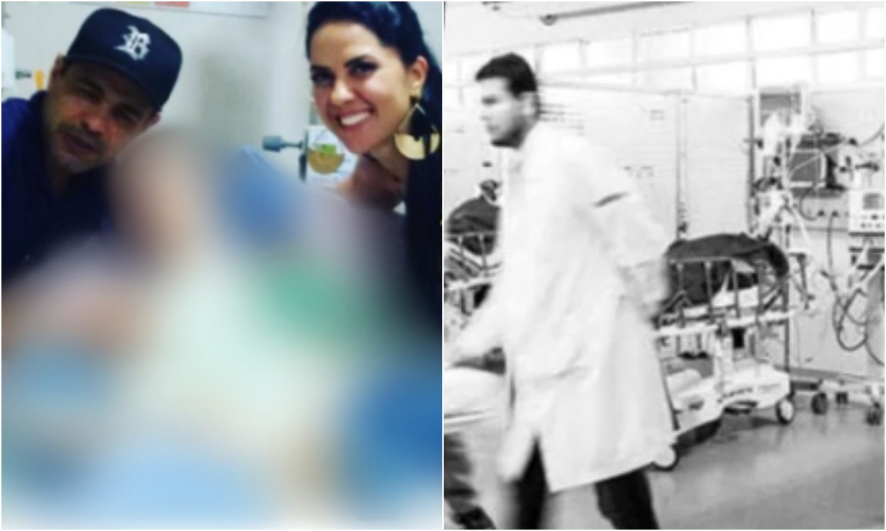 Fã encontra Zezé Di Camargo e Graciele Lacerda em hospital. Foto: Reprodução