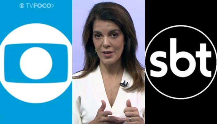 Globo cortou link ao vivo no RJ1, apresentado por Mariana Gross, após citação à apresentadora do SBT (Foto: Reprodução/Globo/SBT/Montagem)