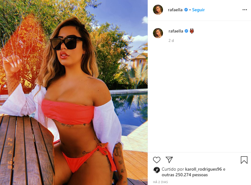Rafaella Santos, ex-namorado de Gabigol, surgindo mostrando a barriga em meio a polêmica sobre gravidez (Foto: Reprodução/ Instagram)