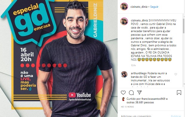 Pai de Gabriel Diniz anuncia especial do cantor (Foto: Reprodução/Instagram)