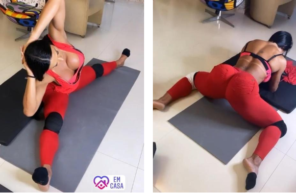 Gracyanne Barbosa surgiu em pose comprometedora e exibiu alongamento (Foto: Reprodução/ Instagram)