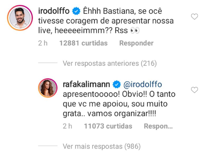 Rafa Kalimann aceitou o convite de seu ex-marido, o cantor Rodolffo (Foto: Reprodução/ Instagram)